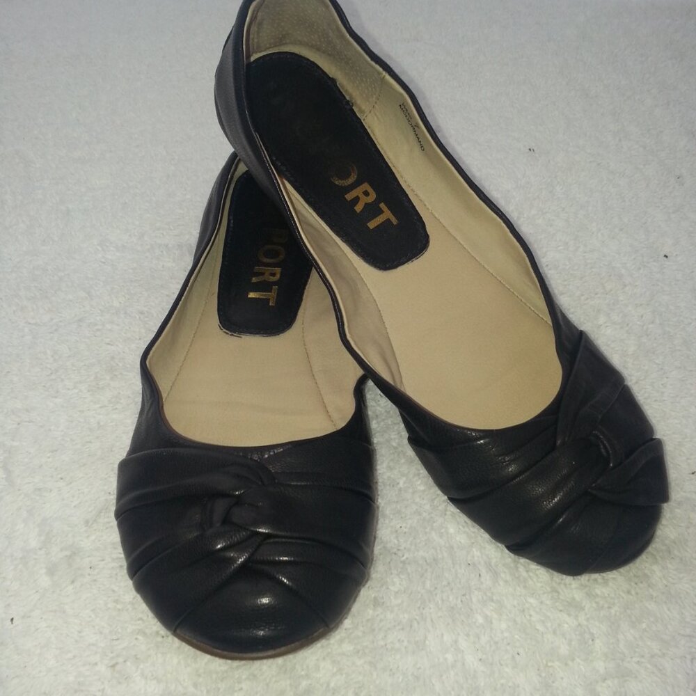 Size 7 Black Report Ballet Flats School Uniform Shoes Worn